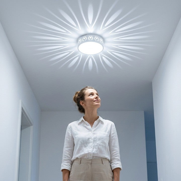 Optimized Product Title: "LED Kristall-Deckenleuchte mit Strahlen-Lichtmuster – Warmweiß & Kaltweiß – Energiesparende Deckenlampe für stilvolle Beleuchtung" 

This title includes relevant keywords while enhancing clarity and appeal for potential buyers.