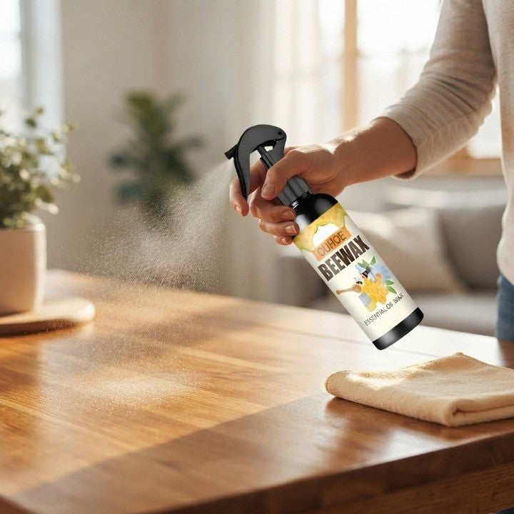 Beeswax Wood Care Spray – Natural Polish, 120ml, For Wood, Bamboo & Leather
