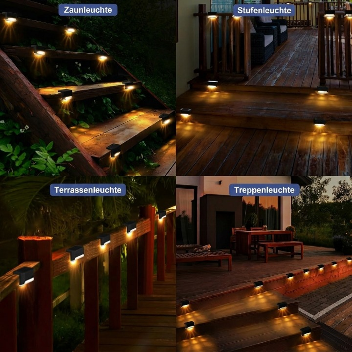 Solar Patio Lights Set of 4 – Motion Sensor, IP65 Waterproof & Warm White