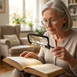 Enhanced Product Title: "LED Handlupe für müheloses Lesen von Kleingedrucktem – Vergrößerungslinse mit integrierter Beleuchtung" 

This title includes relevant keywords for better visibility while clearly describing the product's features and benefits.
