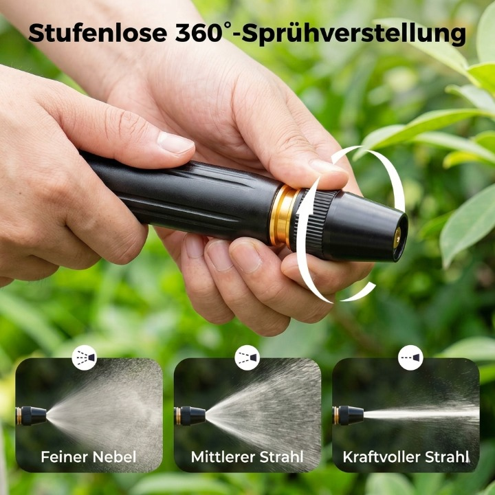 Hochdruckdüse für Gartenschlauch – mehrere Sprühmodi, bis 20 m Reichweite