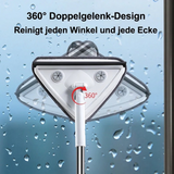 Triangular Window Cleaner with Telescopic Pole – 360° Swivel Head, 110–160cm & Microfiber Pads