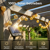 Solar Moroccan String Lights 12m – 100 LED Balls, Warm White & IP65 Waterproof