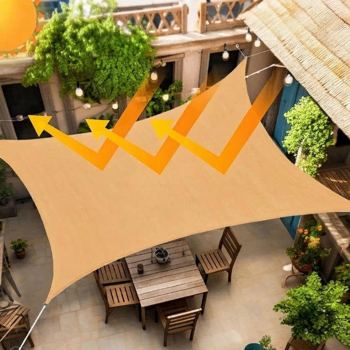 Rectangular Waterproof Sun Shade Sail – PU-Coated Polyester, UV Protection, 200×300 to 300×600cm