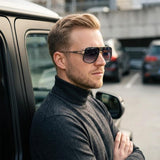 Men's Aviator Sunglasses – Metal Alloy Frame, 100% UV Protection, with Case