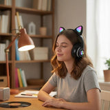 Cat Ear Wireless Gaming Headset – Bluetooth 5.0, RGB LED & Built-In Mic