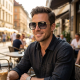 Men's Aviator Sunglasses – Polarized, UV400 Protection & Lightweight Metal Frame