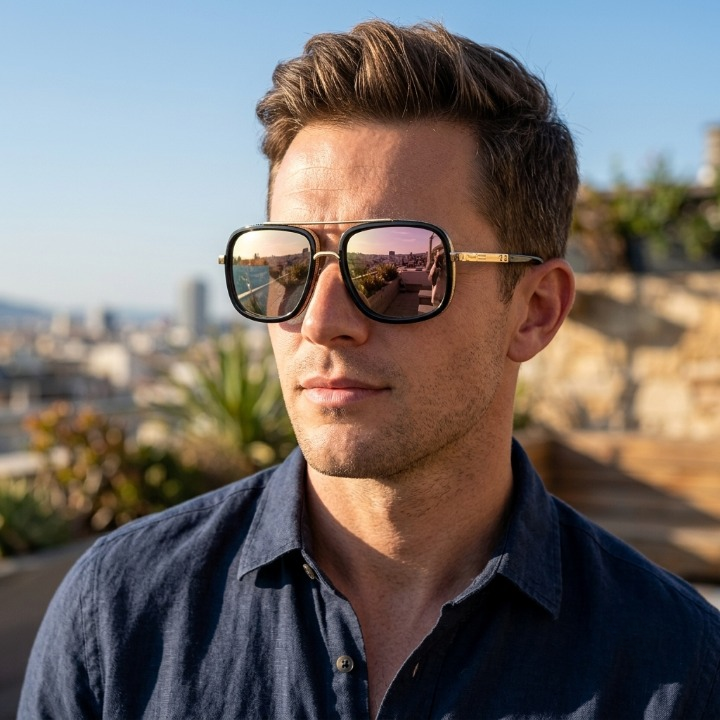 Men's Aviator Sunglasses – Polarized, UV400 Protection & Lightweight Metal Frame