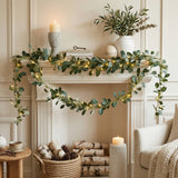 Olive Leaf LED Garland – Cordless Fairy Light Mantel Decoration