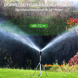 360° Lawn Sprinkler with Tripod – Stainless Steel, 12m Range & Adjustable Height