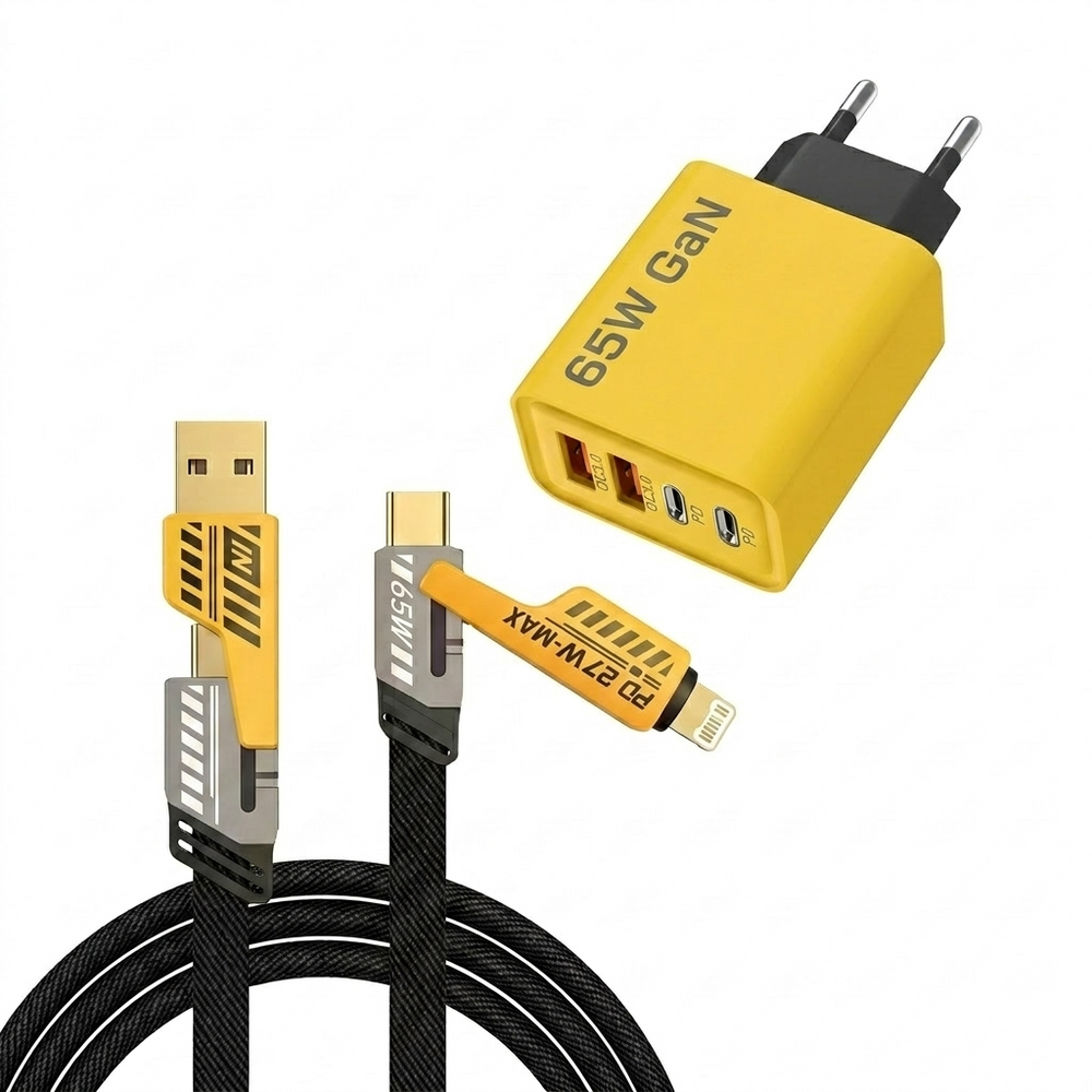 4-Port USB Fast Charger – 120W, 2× USB-C PD & 2× USB-A QC3.0, EU Plug