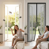 Magnetic Door Screen Curtain 100×210cm – Fly Screen, 26 Neodymium Magnets & No-Drill Install