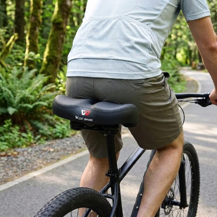 Extra Wide Bike Saddle – Ergonomic, Ventilation Channel & Universal Fit