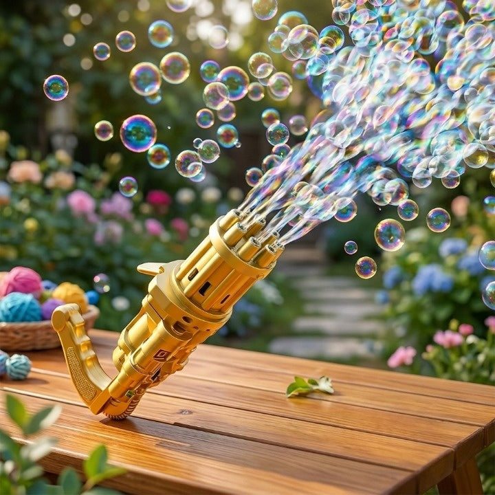 Automatic Bubble Gun Machine – ABS, Battery-Powered & Dip Tray Set