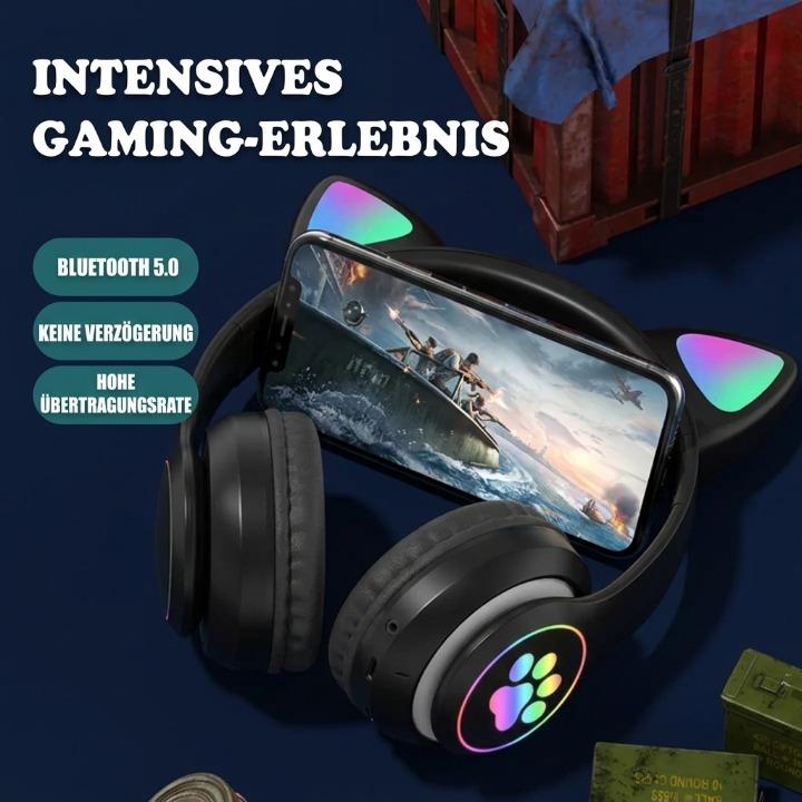 Cat Ear Wireless Gaming Headset – Bluetooth 5.0, RGB LED & Built-In Mic