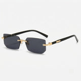 Unisex Rimless Rectangular Sunglasses – UV400 Protection, Metal Alloy & Lightweight