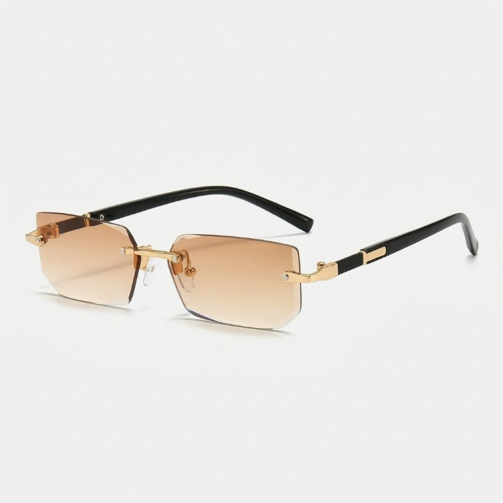 Unisex Rimless Rectangular Sunglasses – UV400 Protection, Metal Alloy & Lightweight