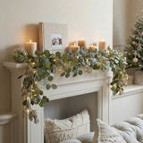 Olive Leaf LED Garland – Cordless Fairy Light Mantel Decoration