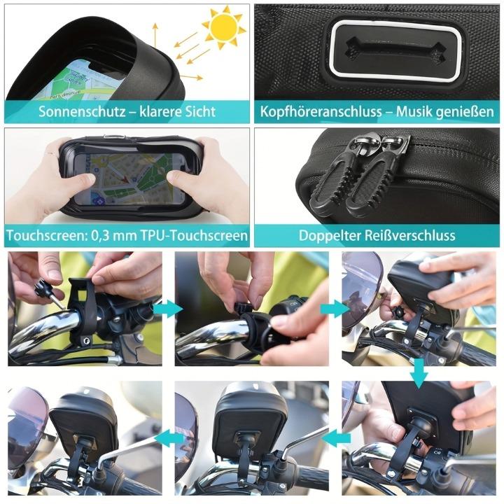 Waterproof Bike Phone Mount – 360° Rotation, Touchscreen TPU & 4.5–6.4 Inch Fit