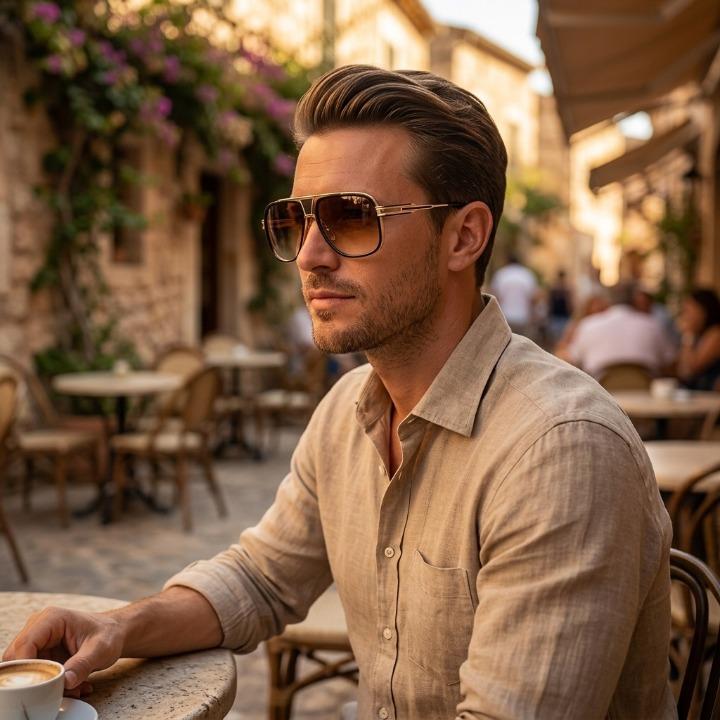 Men's Aviator Sunglasses – Metal Alloy Frame, 100% UV Protection, with Case