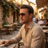 Men's Aviator Sunglasses – Metal Alloy Frame, 100% UV Protection, with Case