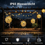 Solar Moroccan String Lights 12m – 100 LED Balls, Warm White & IP65 Waterproof