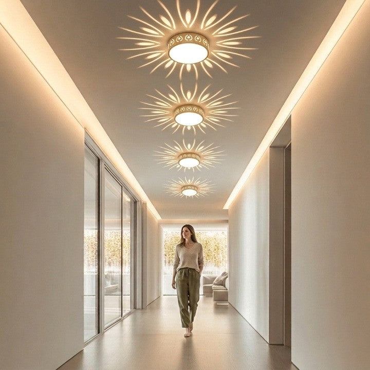 Optimized Product Title: "LED Kristall-Deckenleuchte mit Strahlen-Lichtmuster – Warmweiß & Kaltweiß – Energiesparende Deckenlampe für stilvolle Beleuchtung" 

This title includes relevant keywords while enhancing clarity and appeal for potential buyers.