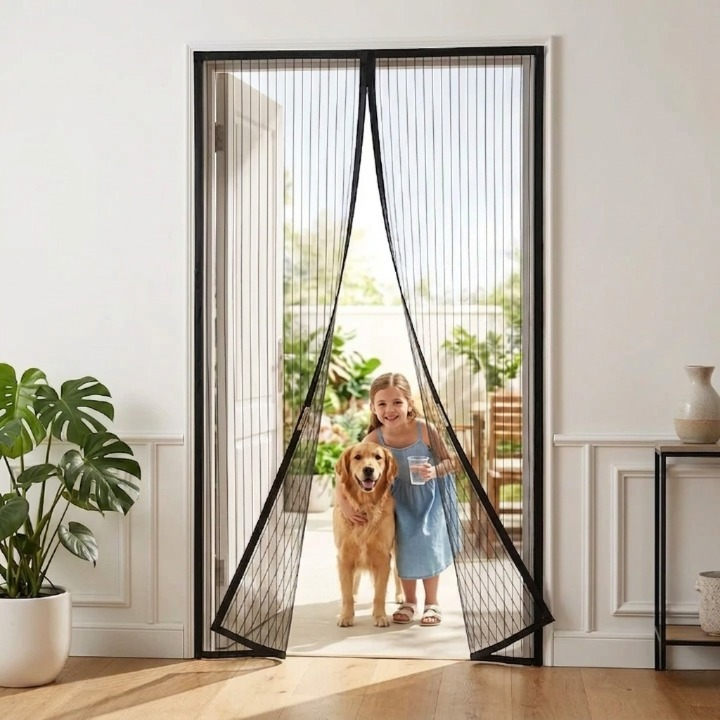 Magnetic Door Screen Curtain 100×210cm – Fly Screen, 26 Neodymium Magnets & No-Drill Install
