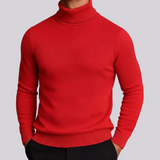 Men's Classic Knit Turtleneck Sweater with Ribbed Neck and Hem