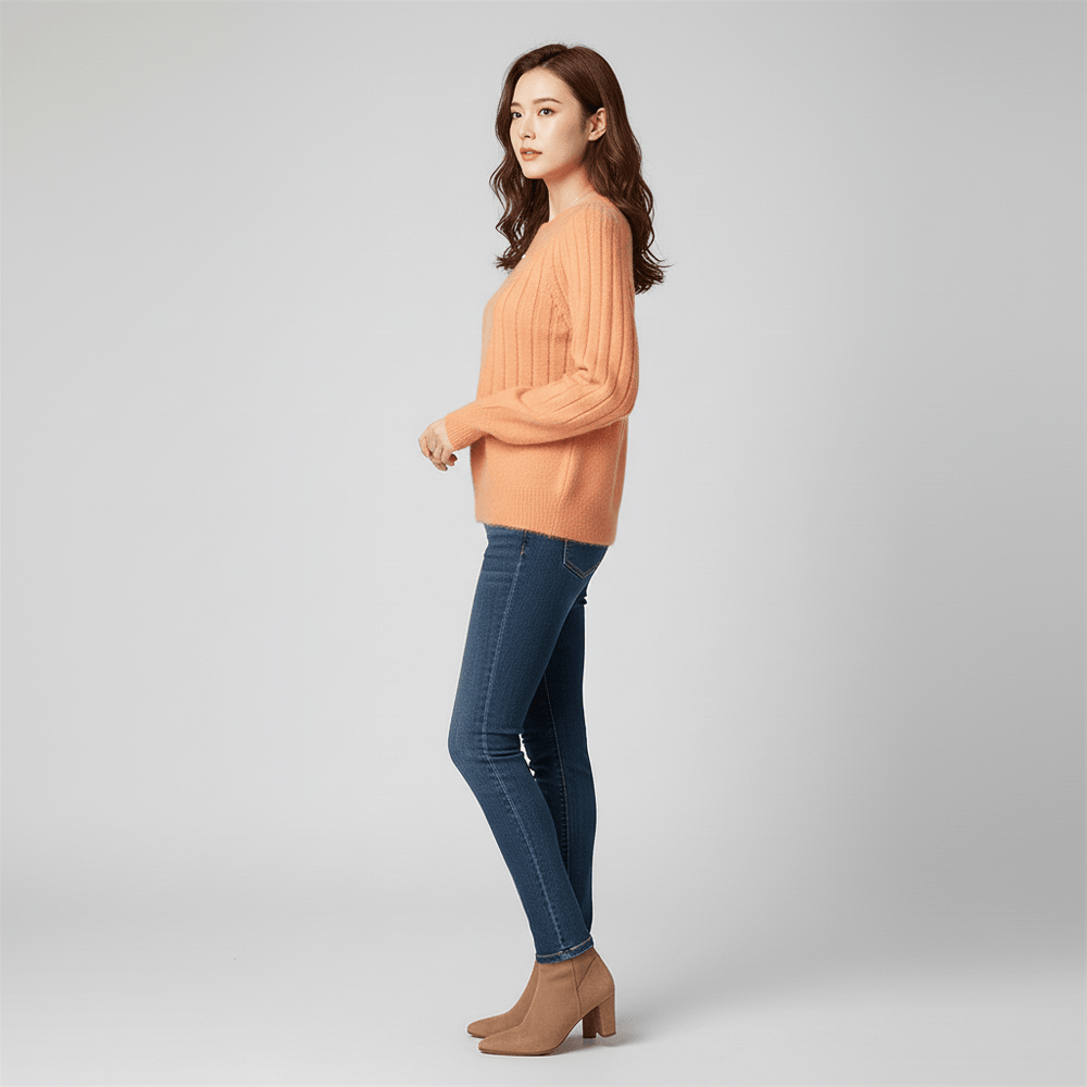 Women's Ribbed Long-Sleeve Sweater