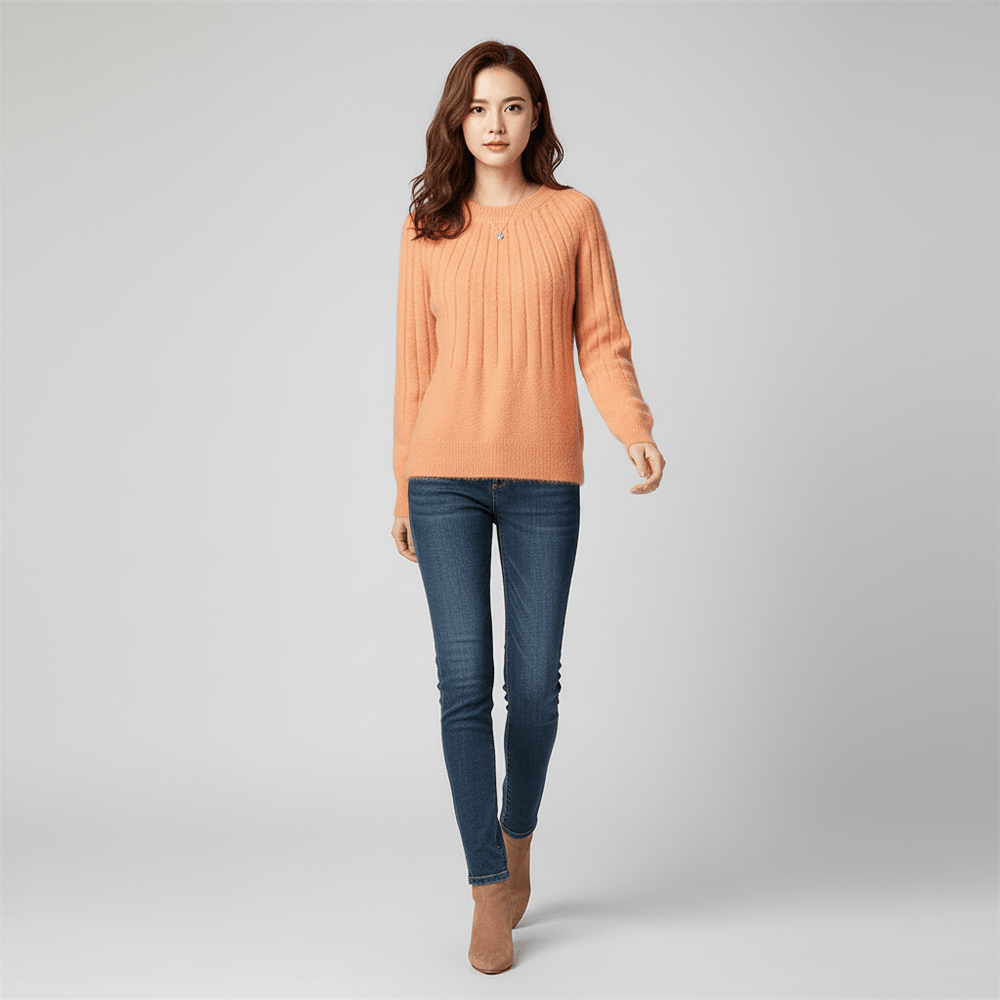 Women's Ribbed Long-Sleeve Sweater
