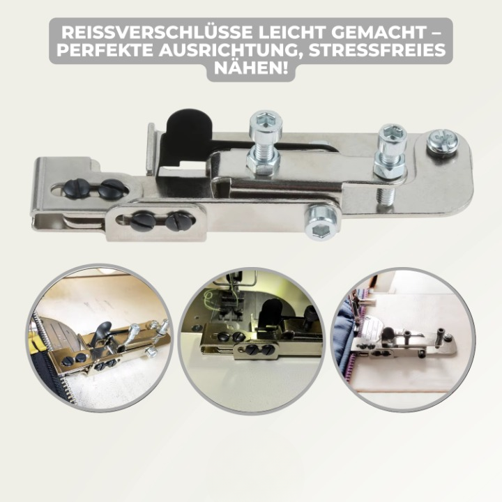 Optimized Product Title: "Präziser Reißverschluss-Nähfuß für Nähmaschinen – Ideal für exakte Nähte und professionelle Ergebnisse" 

This title includes relevant keywords and highlights the product's benefits, making it more appealing for Google Shopping.