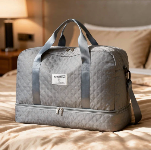 Foldable Travel Duffel Bag – Nylon, Separate Shoe Compartment & Water-Repellent