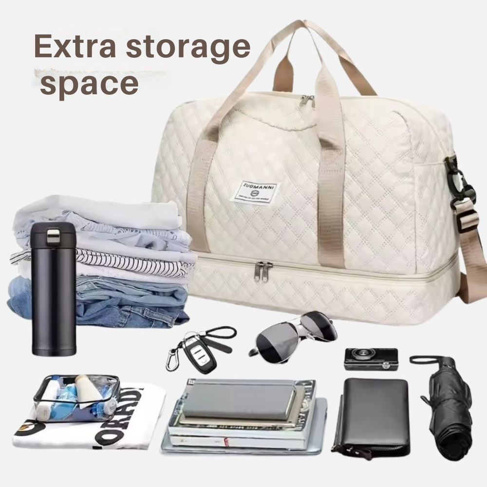 Foldable Travel Duffel Bag – Nylon, Separate Shoe Compartment & Water-Repellent