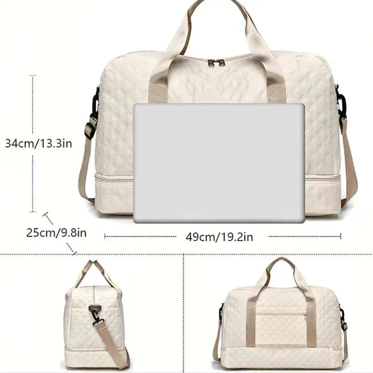 Foldable Travel Duffel Bag – Nylon, Separate Shoe Compartment & Water-Repellent