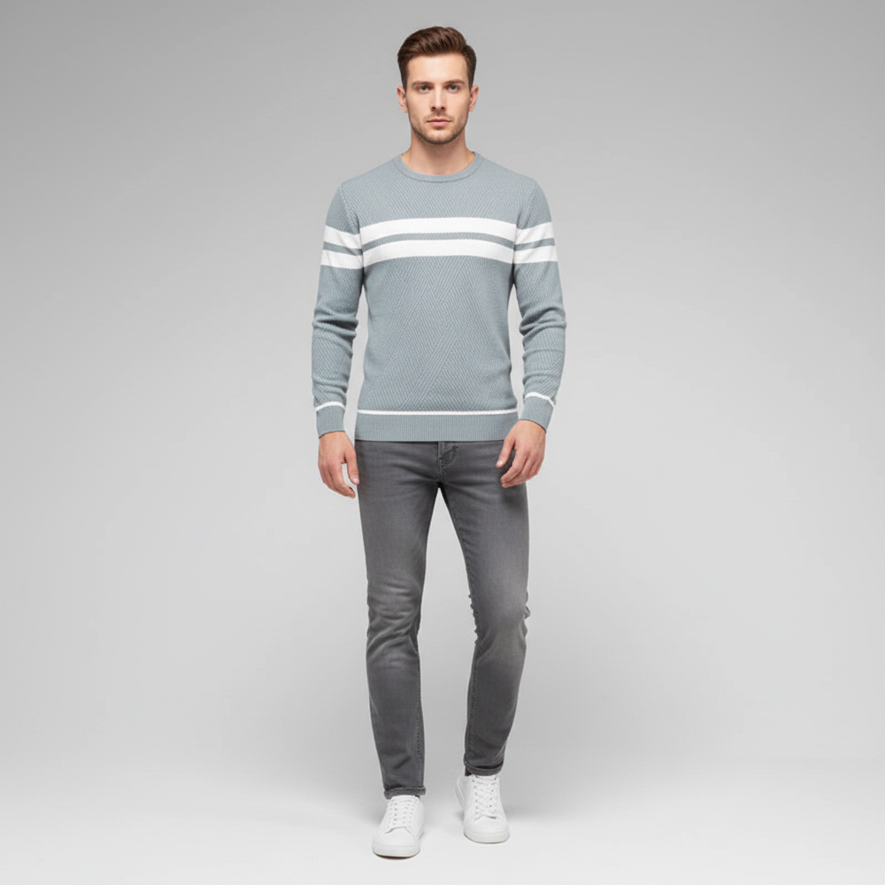 Striped men's knitted jumper - Pascal