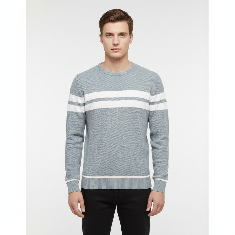Striped men's knitted jumper - Pascal