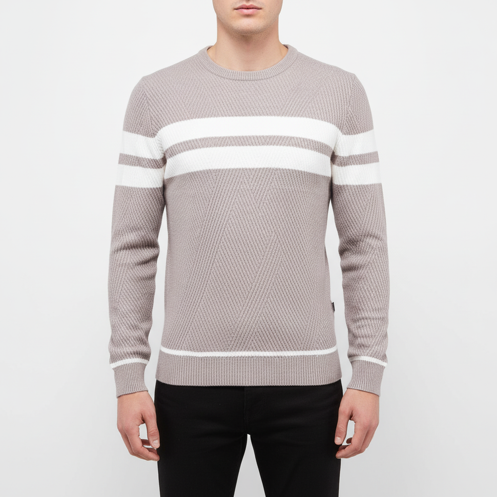 Striped men's knitted jumper - Pascal