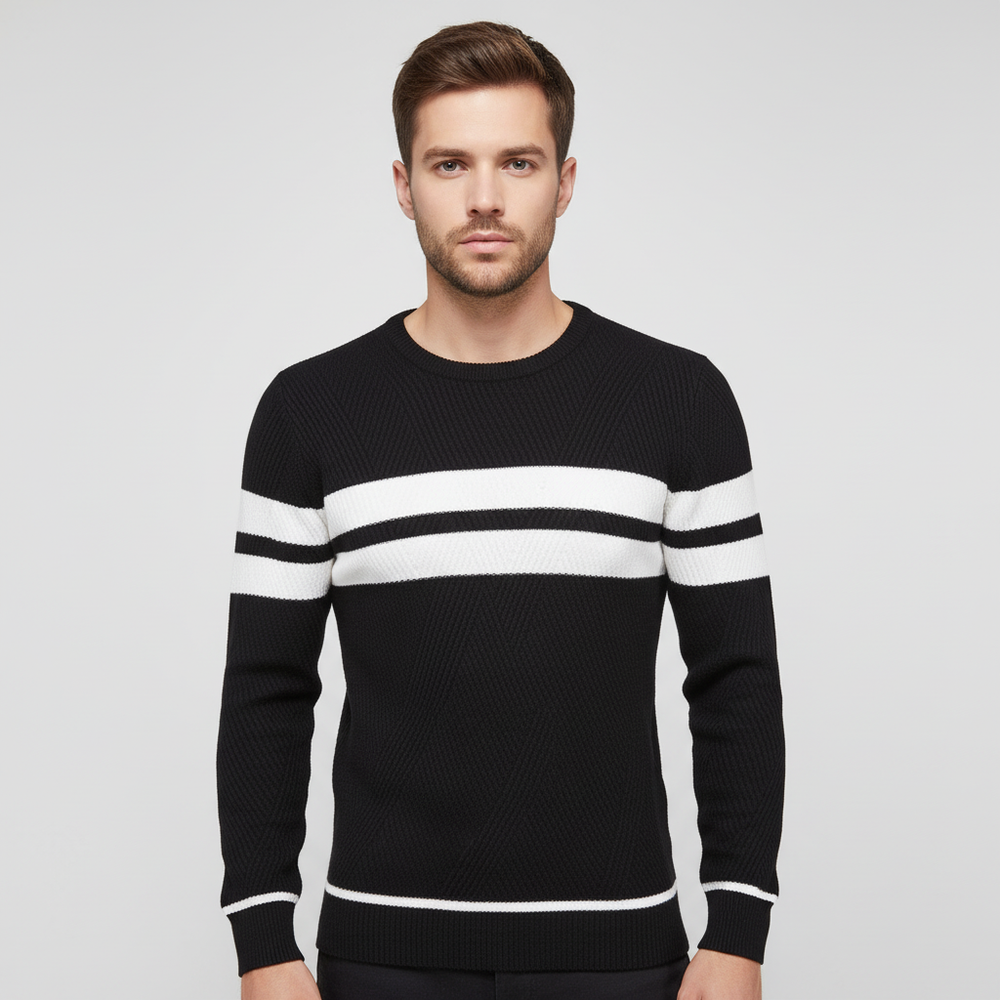 Striped men's knitted jumper - Pascal