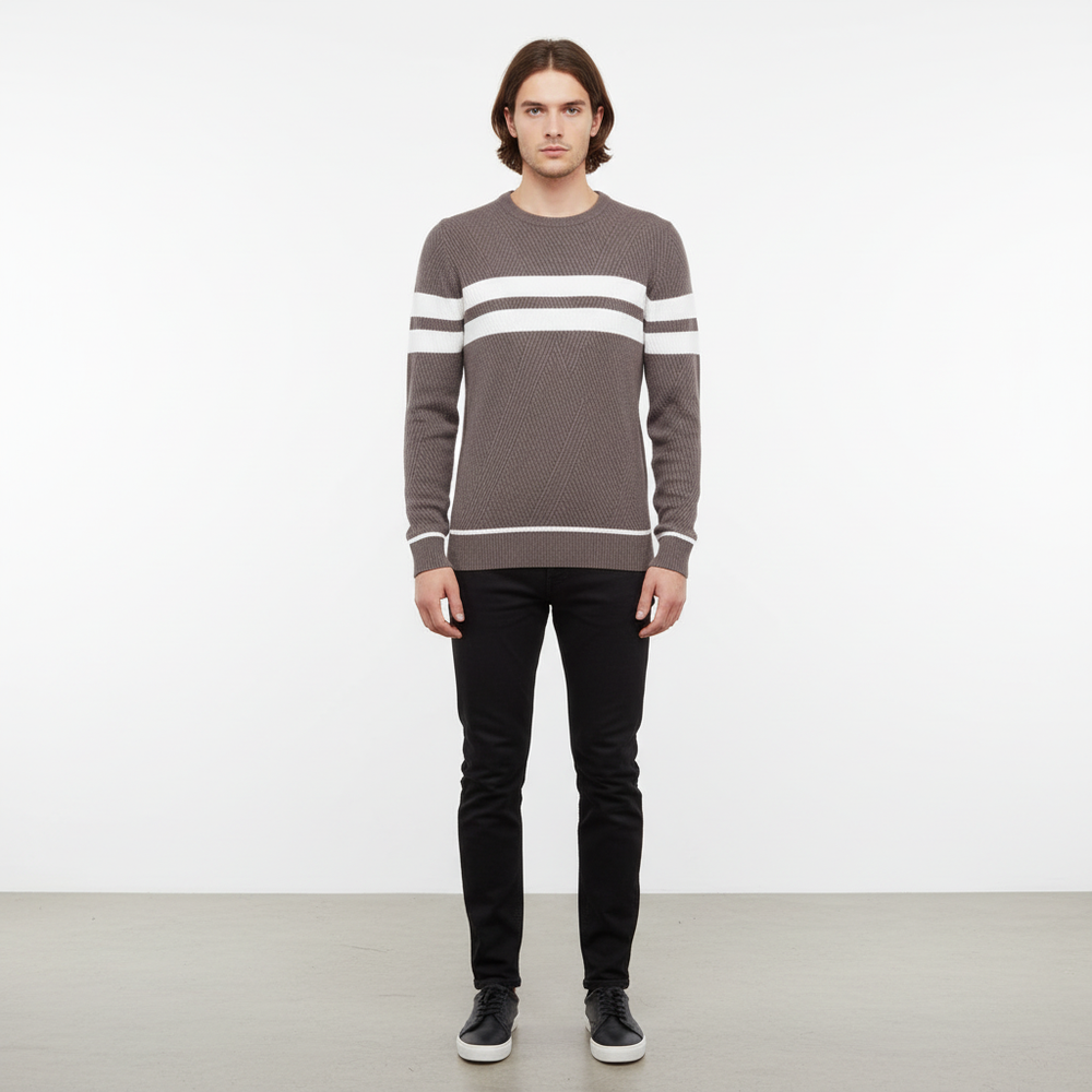 Striped men's knitted jumper - Pascal