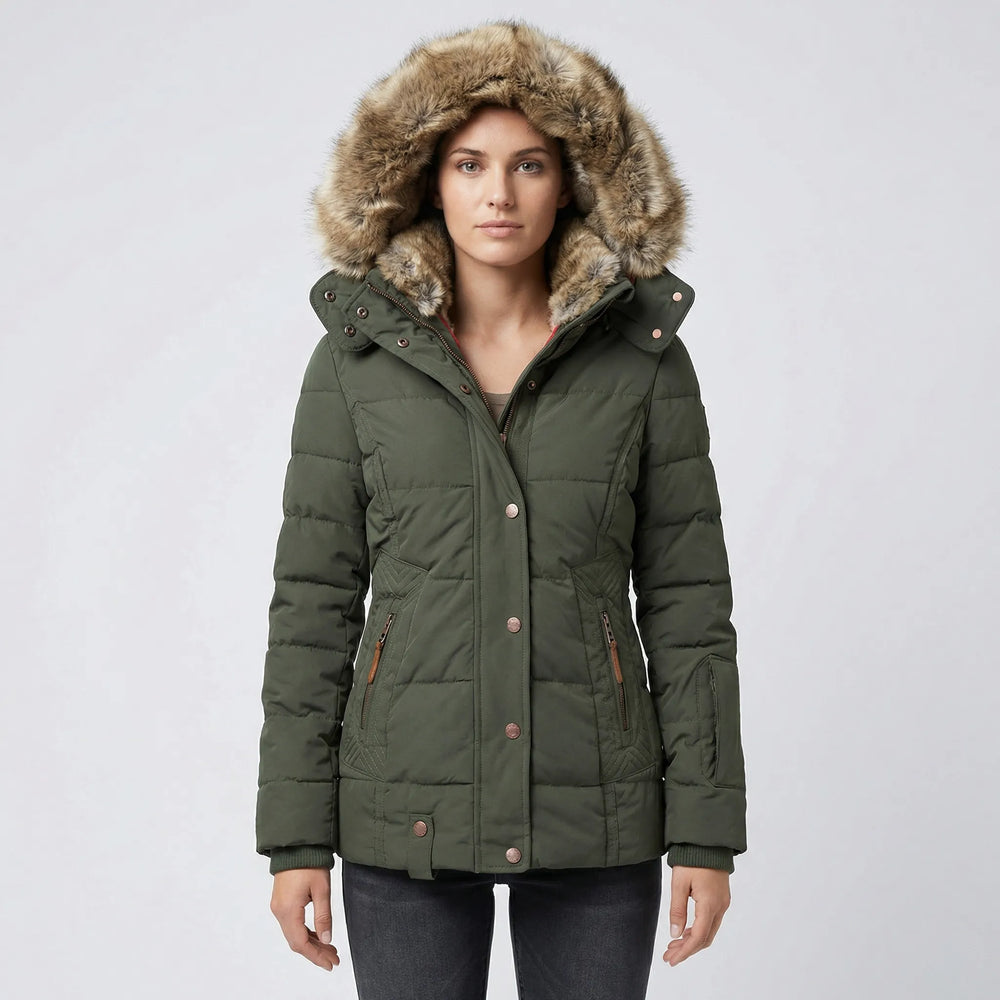 Insulated winter jacket with fur-trimmed hood - Sheryl