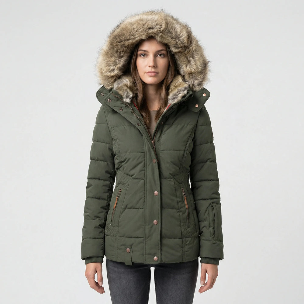 Insulated winter jacket with fur-trimmed hood - Sheryl