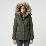 Insulated winter jacket with fur-trimmed hood - Sheryl