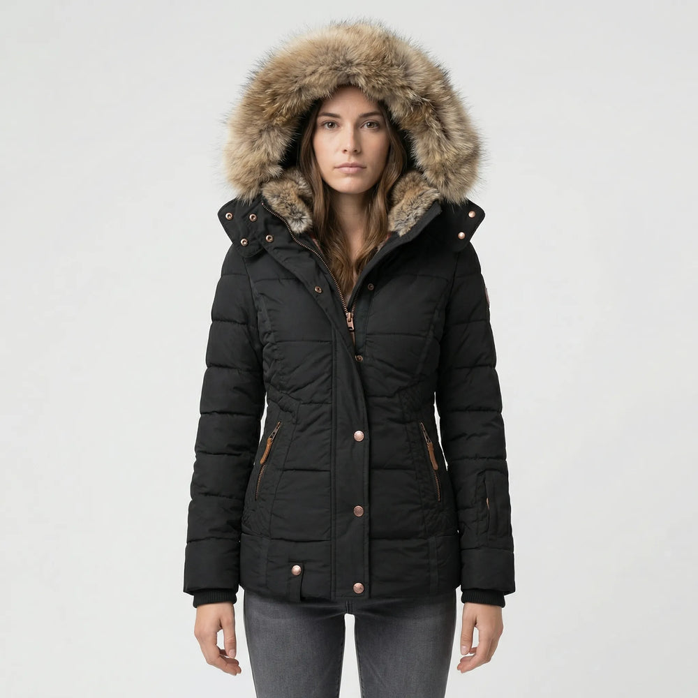 Insulated winter jacket with fur-trimmed hood - Sheryl