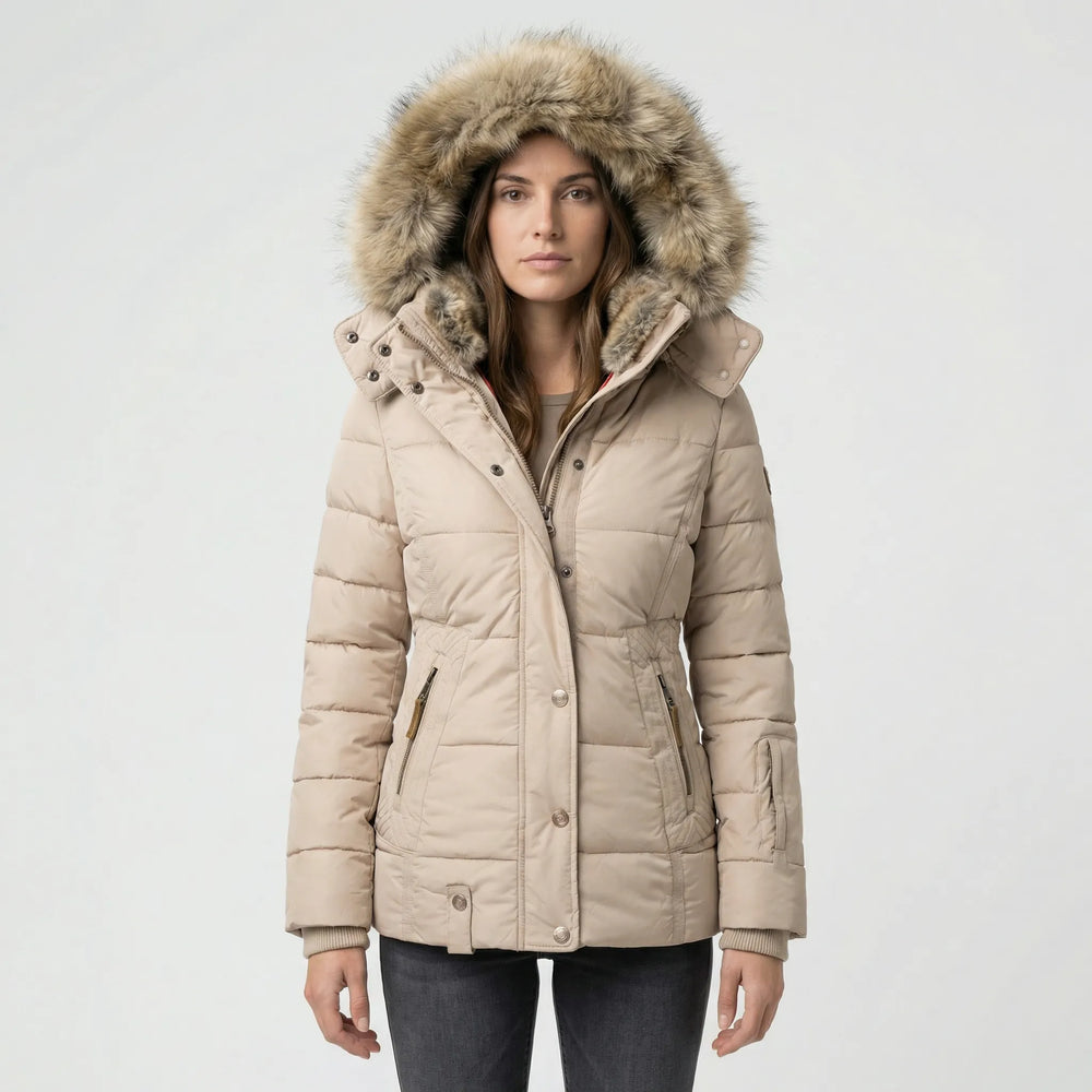 Insulated winter jacket with fur-trimmed hood - Sheryl