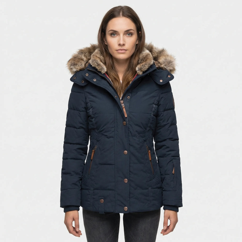 Insulated winter jacket with fur-trimmed hood - Sheryl