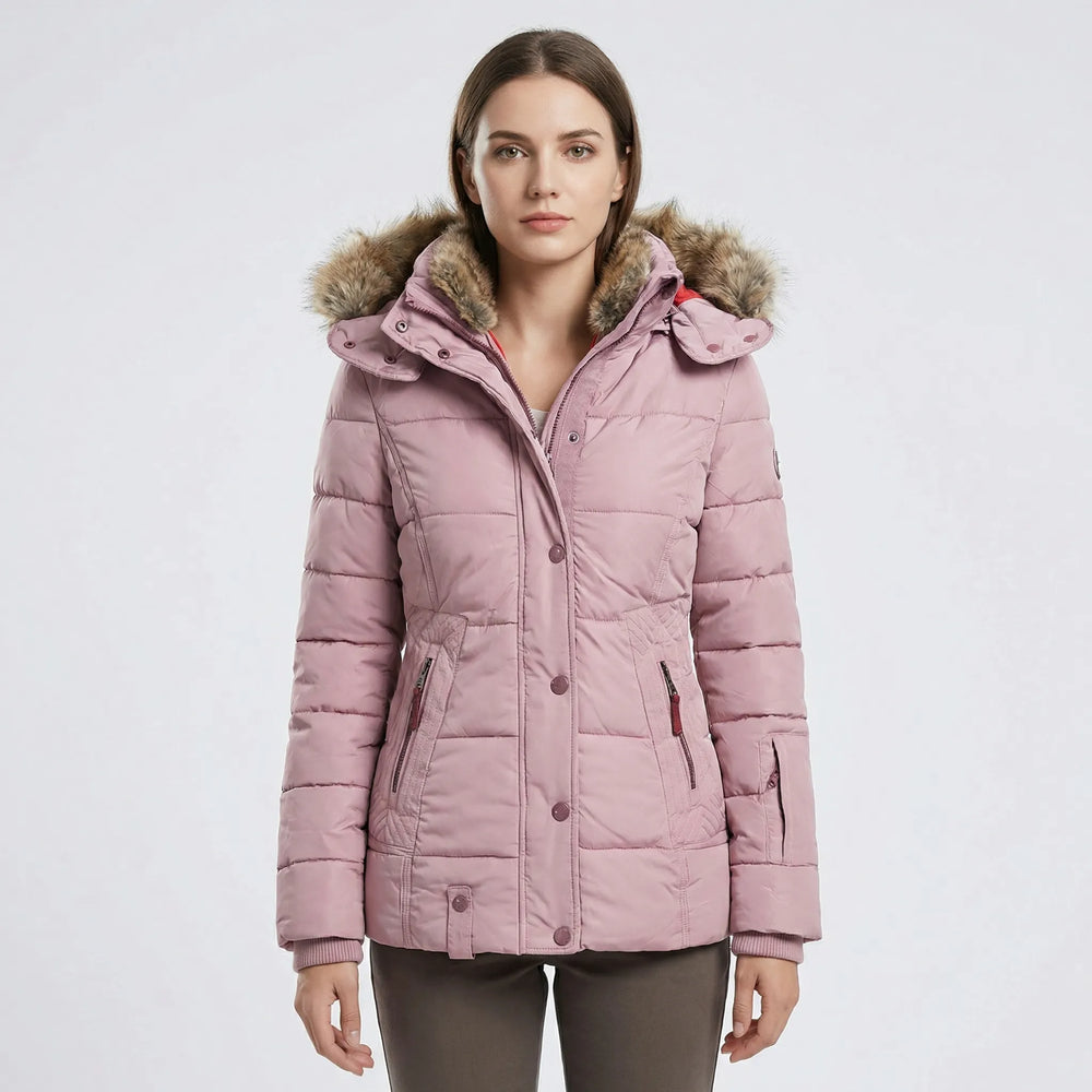 Insulated winter jacket with fur-trimmed hood - Sheryl