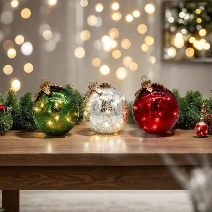 Optimized Product Title: "3er Set Glas Tischornamente für Weihnachten – Funkelnde Deko für festliche Tische" 

This title includes relevant keywords, maintains clarity, and emphasizes the festive aspect of the product, making it more appealing for Google