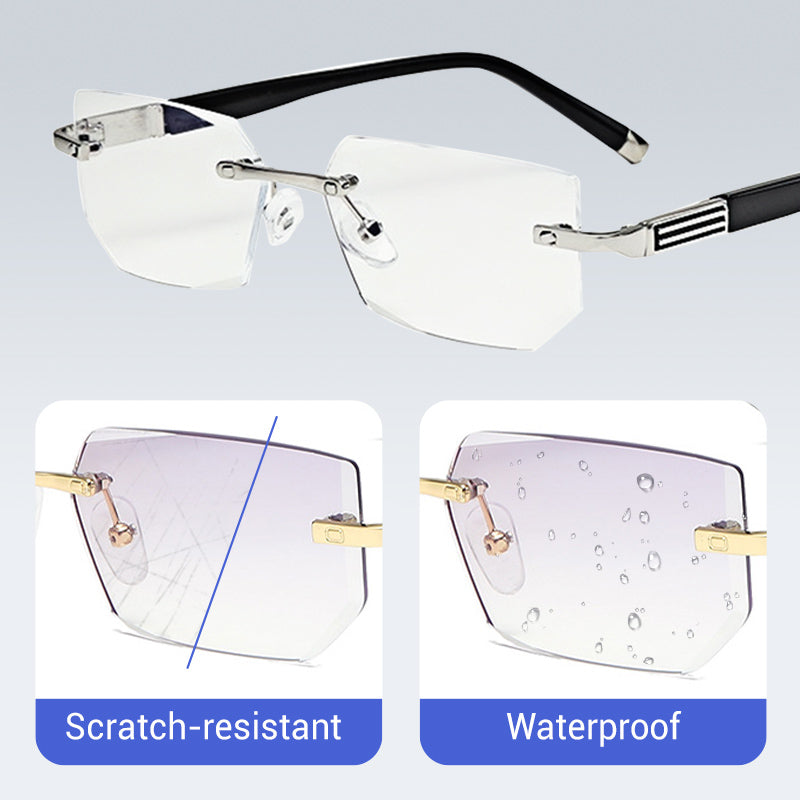 Progressive Reading Glasses – Blue Light Filter, Rimless Titanium & +1.00–+4.00 Diopter