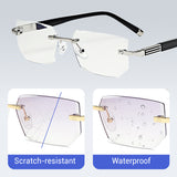 Progressive Reading Glasses – Blue Light Filter, Rimless Titanium & +1.00–+4.00 Diopter